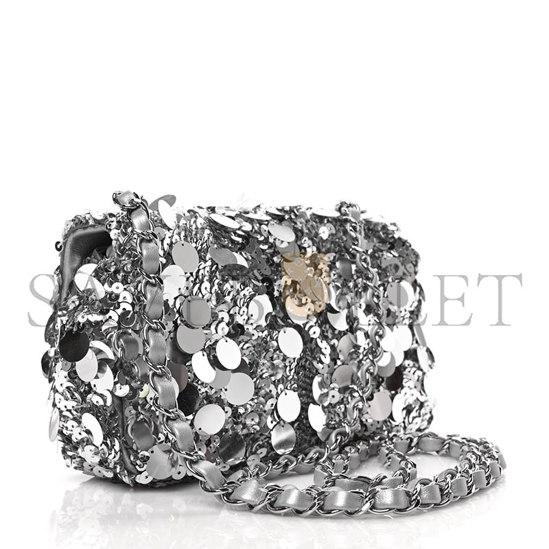 Ch**el sequin mini rectangular flap silver (20*13*6cm)